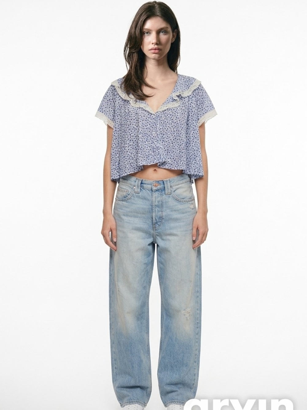 Free People Truly Yours Blouse#floral Light Blue